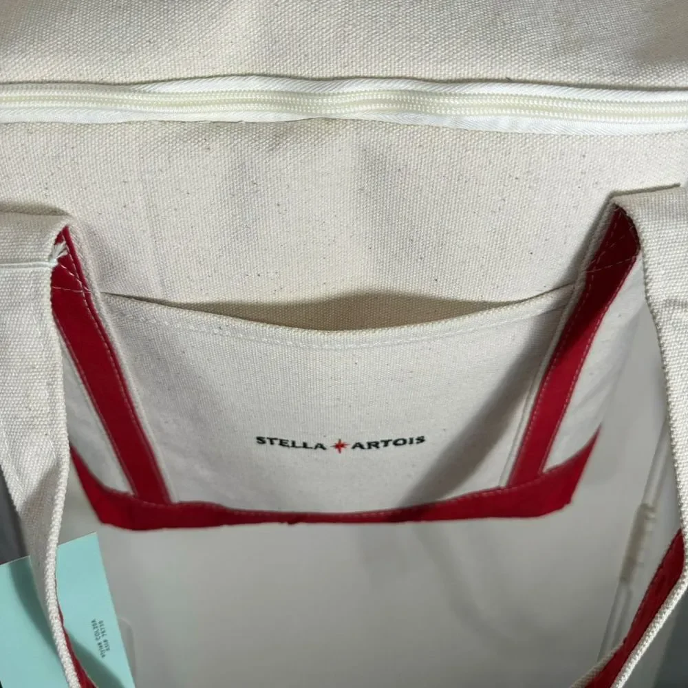 Stella Artois Canvas Tote Cooler Beverage Bag Ice Chest Red Cream‎ Unisex